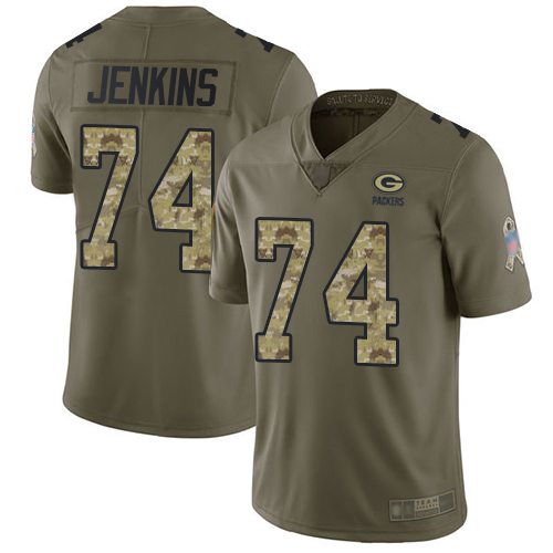 Green Bay Packers Limited OliveCamo Men #74 Jenkins Elgton Jersey Nike NFL 2017 Salute to Service